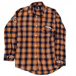 NFL Team Apparel Broncos Long Sleeve Orange Button-Up Embroidered Shirt Sz M